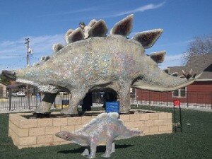 The Stegosaurus sculpture in Woodward, OK, made by Joe Taylor & Mt. Blanco team