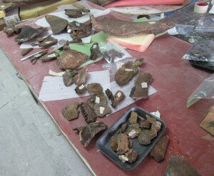 Smaller parts were then glued to the larger pieces of the skull